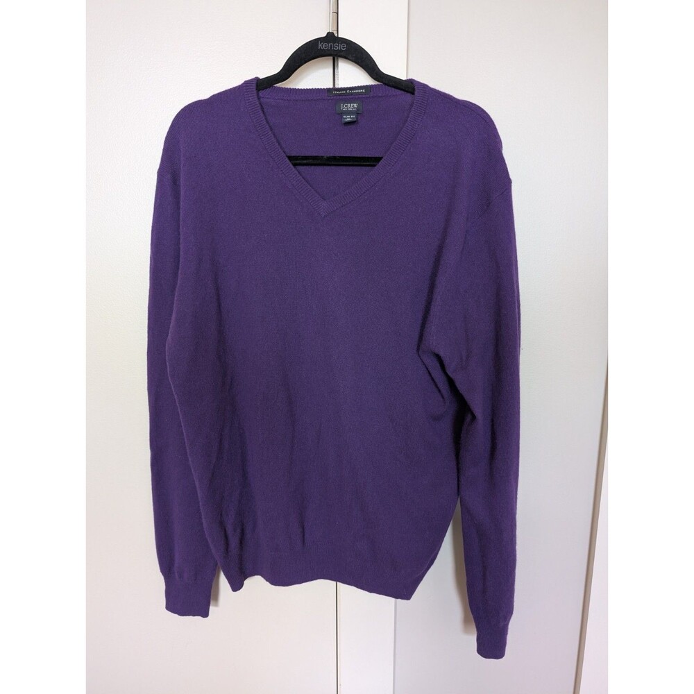 J. Crew Cashmere Purple V Neck Sweater Men's XL